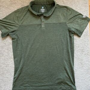 KÜHL Engineered Performance Polo Shirt Mens M Green Lightweight Hiking Outdoors